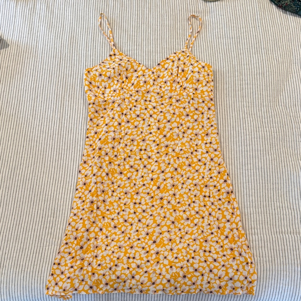 Floral Yellow Spaghetti Strap Dress